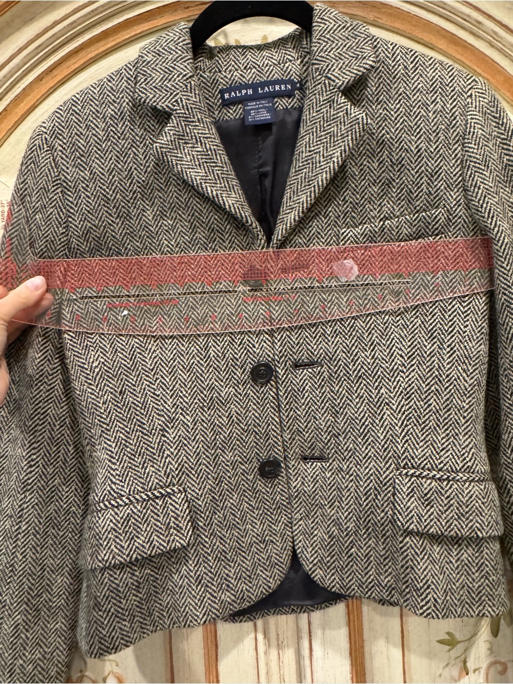Ralph Lauren Blue Label Herringbone Wool Cashmere Blazer Sz 4 - Picture 9 of 9